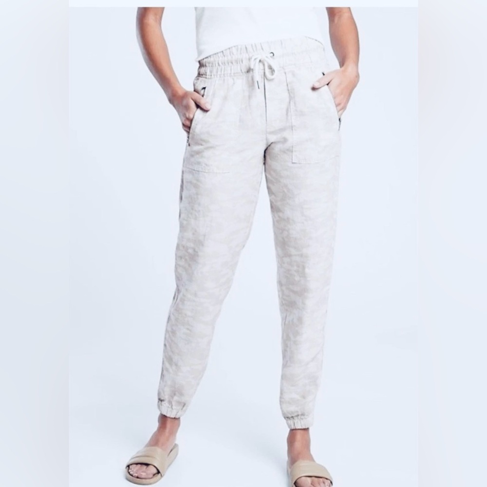 Athleta Cabo Tide 100% Linen Joggers‎ Drawstring Lightweight Pants Size 16